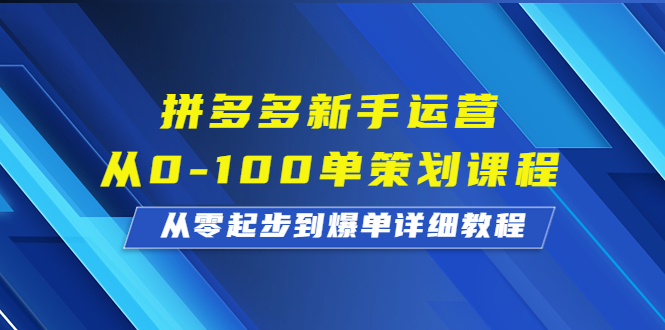 拼多多新手运营从0-100单策划课程，从零起步到爆单详细教程-果酷网