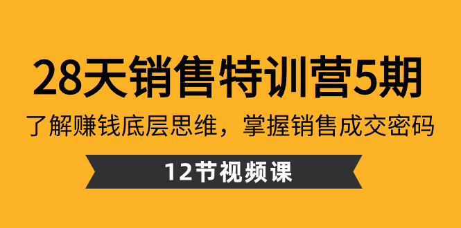 28天·销售特训营5期：了解赚钱底层思维，掌握销售成交密码（12节课）-果酷网
