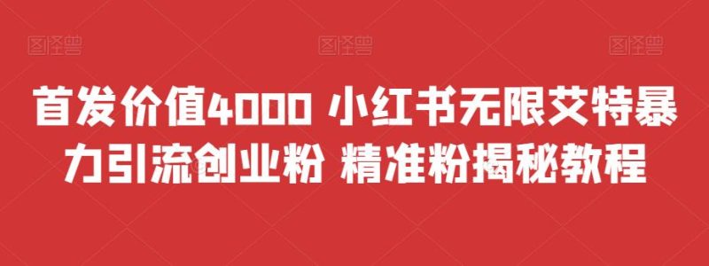 首发价值4000 小红书无限艾特暴力引流创业粉 精准粉揭秘教程-果酷网
