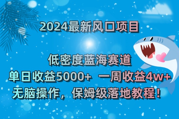 2024最新风口项目 低密度蓝海赛道，日收益5000+周收益4w+ 无脑操作-果酷网