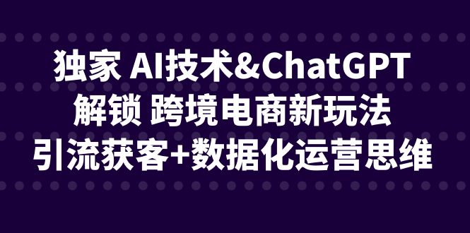 独家 AI技术&ChatGPT解锁 跨境电商新玩法，引流获客+数据化运营思维-果酷网