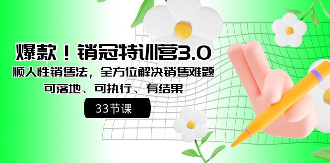 爆款!销冠特训营3.0之顺人性销售法,全方位解决销售难题、可落地-果酷网
