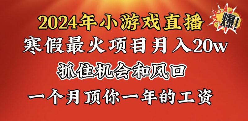 2024年寒假爆火项目，小游戏直播月入20w+，学会了之后你将翻身-果酷网
